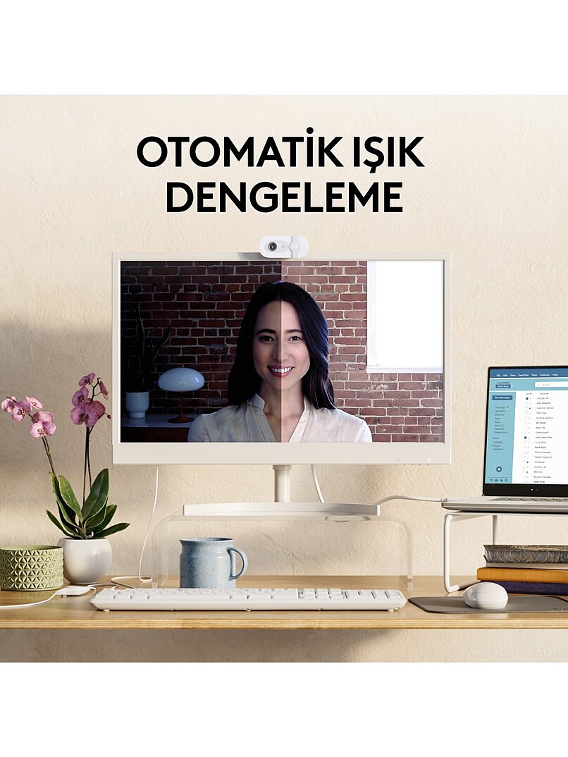 BRIO 100 Full HD 1080p Gizlilik Kapaklı Mikrofonlu Web Kamerası - Beyaz - 3