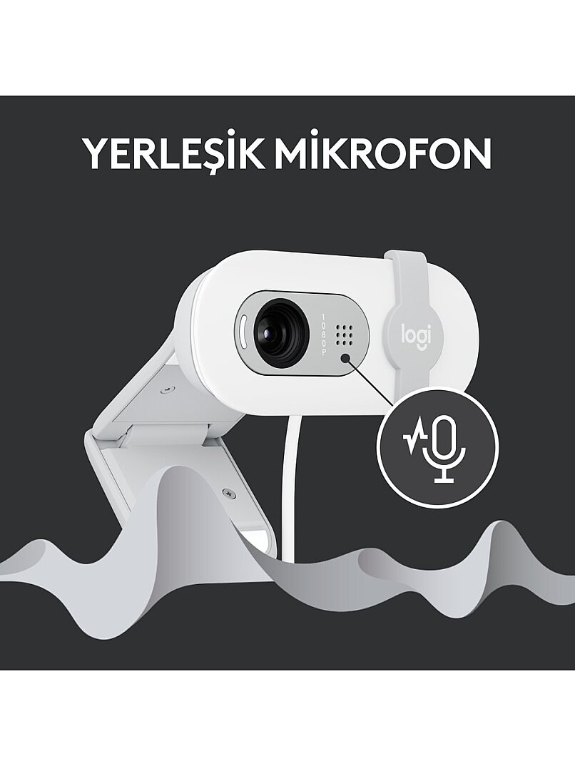 BRIO 100 Full HD 1080p Gizlilik Kapaklı Mikrofonlu Web Kamerası - Beyaz - 4