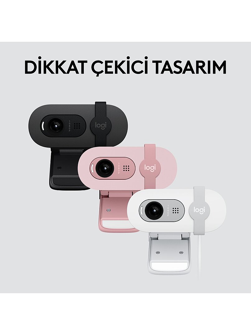 BRIO 100 Full HD 1080p Gizlilik Kapaklı Mikrofonlu Web Kamerası - Beyaz - 9
