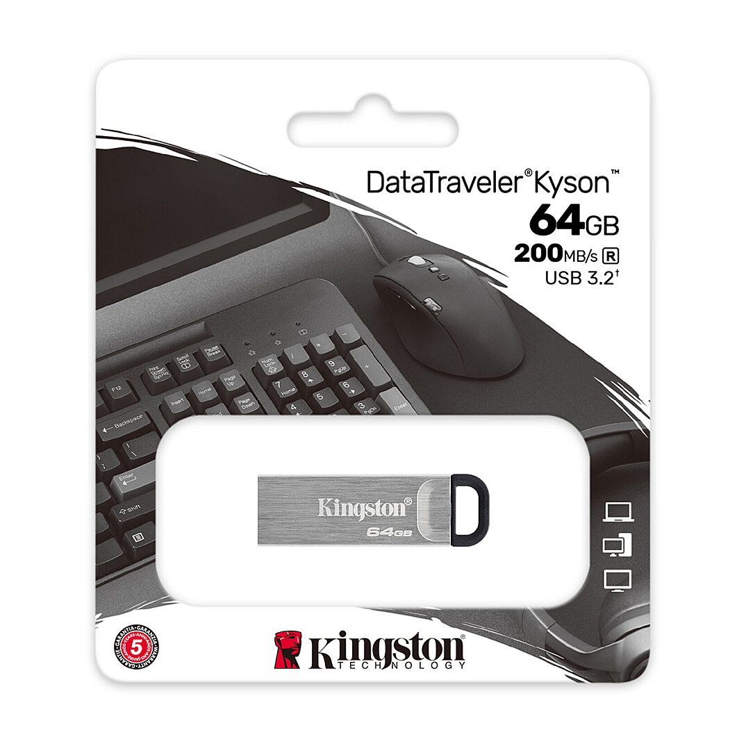 DTKN-64GB 64GB DataTraveler Kyson 200MB-s Metal USB 3.2 Gen 1 Flash Bellek - 1
