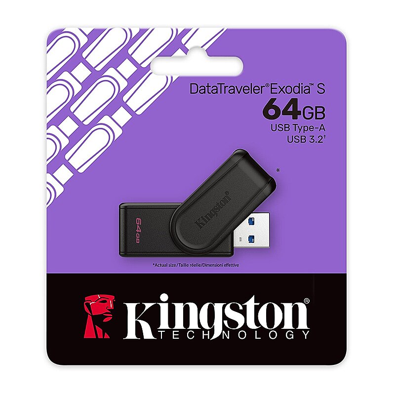DTXS/64GB 64GB Portable USB 3.2 Gen1 DataTraveler Exodia S Flash Bellek - 1