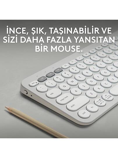 K380s Pebble Keys 2 Çoklu Cihaz Özellikli Bluetooth Türkçe Q Klavye - Beyaz - 2