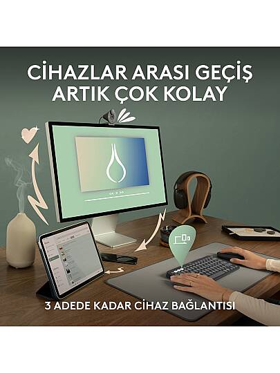 K380s Pebble Keys 2 Çoklu Cihaz Özellikli Bluetooth Türkçe Q Klavye - Beyaz - 3
