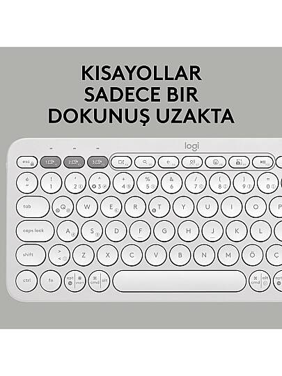 K380s Pebble Keys 2 Çoklu Cihaz Özellikli Bluetooth Türkçe Q Klavye - Beyaz - 4