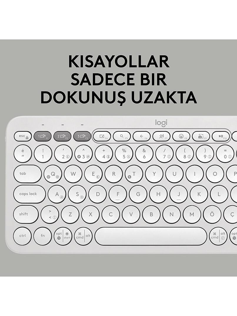 K380s Pebble Keys 2 Çoklu Cihaz Özellikli Bluetooth Türkçe Q Klavye - Beyaz - 4
