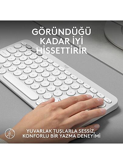 K380s Pebble Keys 2 Çoklu Cihaz Özellikli Bluetooth Türkçe Q Klavye - Beyaz - 5