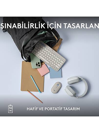 K380s Pebble Keys 2 Çoklu Cihaz Özellikli Bluetooth Türkçe Q Klavye - Beyaz - 8