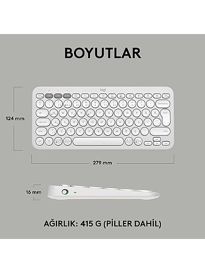 K380s Pebble Keys 2 Çoklu Cihaz Özellikli Bluetooth Türkçe Q Klavye - Beyaz - 9