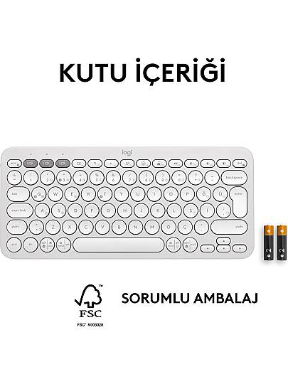 K380s Pebble Keys 2 Çoklu Cihaz Özellikli Bluetooth Türkçe Q Klavye - Beyaz - 10