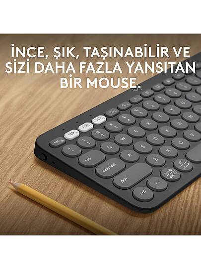 K380s Pebble Keys 2 Çoklu Cihaz Özellikli Bluetooth Türkçe Q Klavye - Siyah (2)