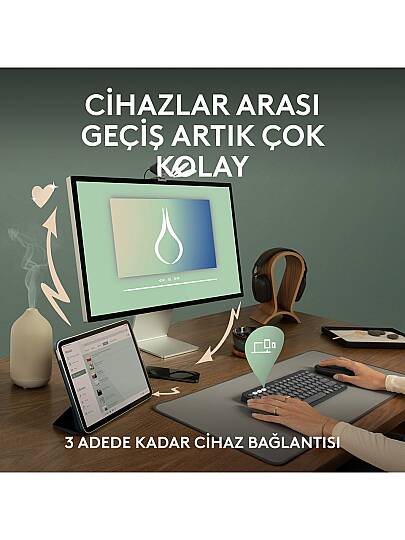 K380s Pebble Keys 2 Çoklu Cihaz Özellikli Bluetooth Türkçe Q Klavye - Siyah - 3
