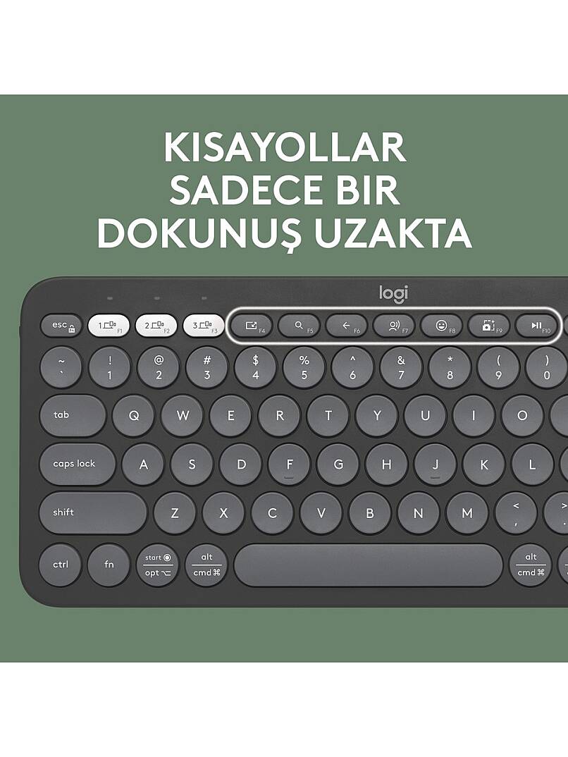K380s Pebble Keys 2 Çoklu Cihaz Özellikli Bluetooth Türkçe Q Klavye - Siyah - 4