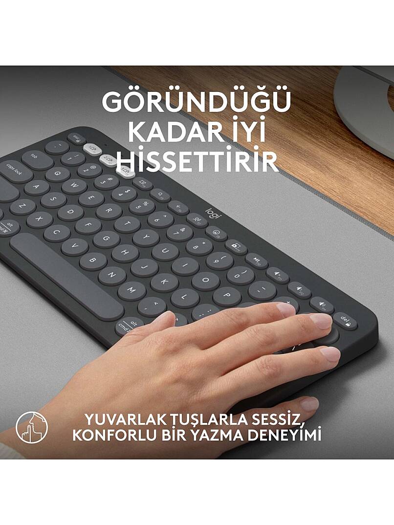 K380s Pebble Keys 2 Çoklu Cihaz Özellikli Bluetooth Türkçe Q Klavye - Siyah - 5