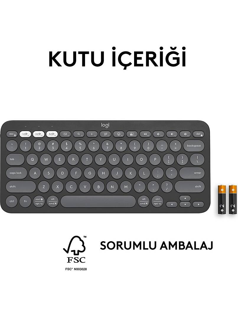 K380s Pebble Keys 2 Çoklu Cihaz Özellikli Bluetooth Türkçe Q Klavye - Siyah - 10