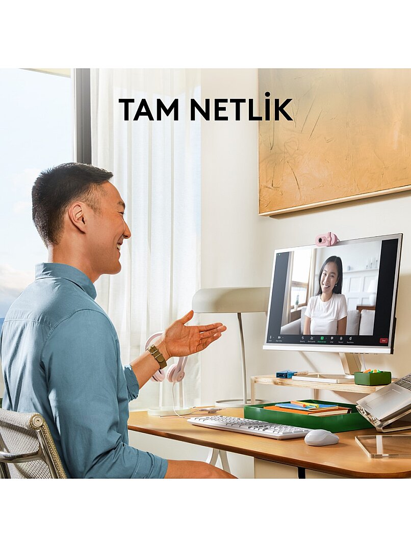 BRIO 100 Full HD 1080p Gizlilik Kapaklı Mikrofonlu Web Kamerası - Pembe - 3