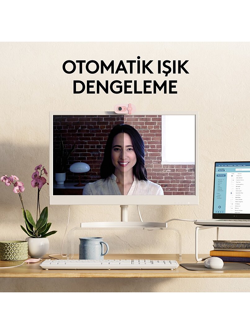 BRIO 100 Full HD 1080p Gizlilik Kapaklı Mikrofonlu Web Kamerası - Pembe - 5