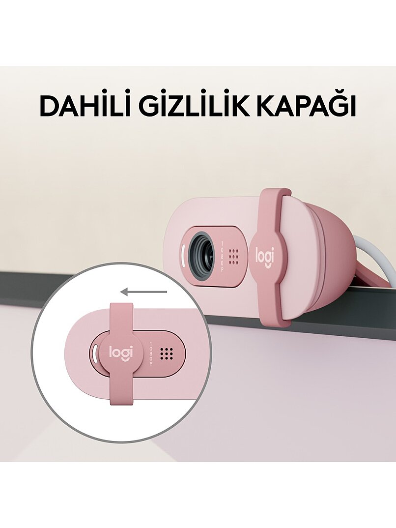 BRIO 100 Full HD 1080p Gizlilik Kapaklı Mikrofonlu Web Kamerası - Pembe - 4