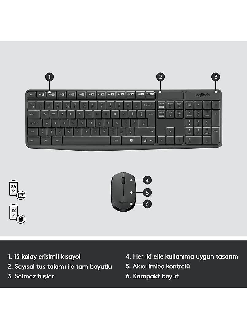 MK235 Kablosuz Set Siyah (920-007925) - 6