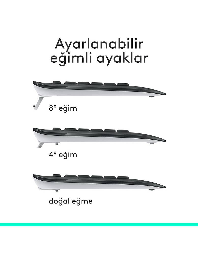 MK540 ADVANCED Kablosuz Türkçe Klavye Mouse Seti - Siyah - 7