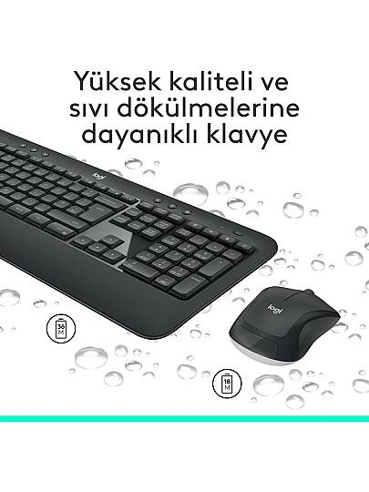 MK540 ADVANCED Kablosuz Türkçe Klavye Mouse Seti - Siyah - 6