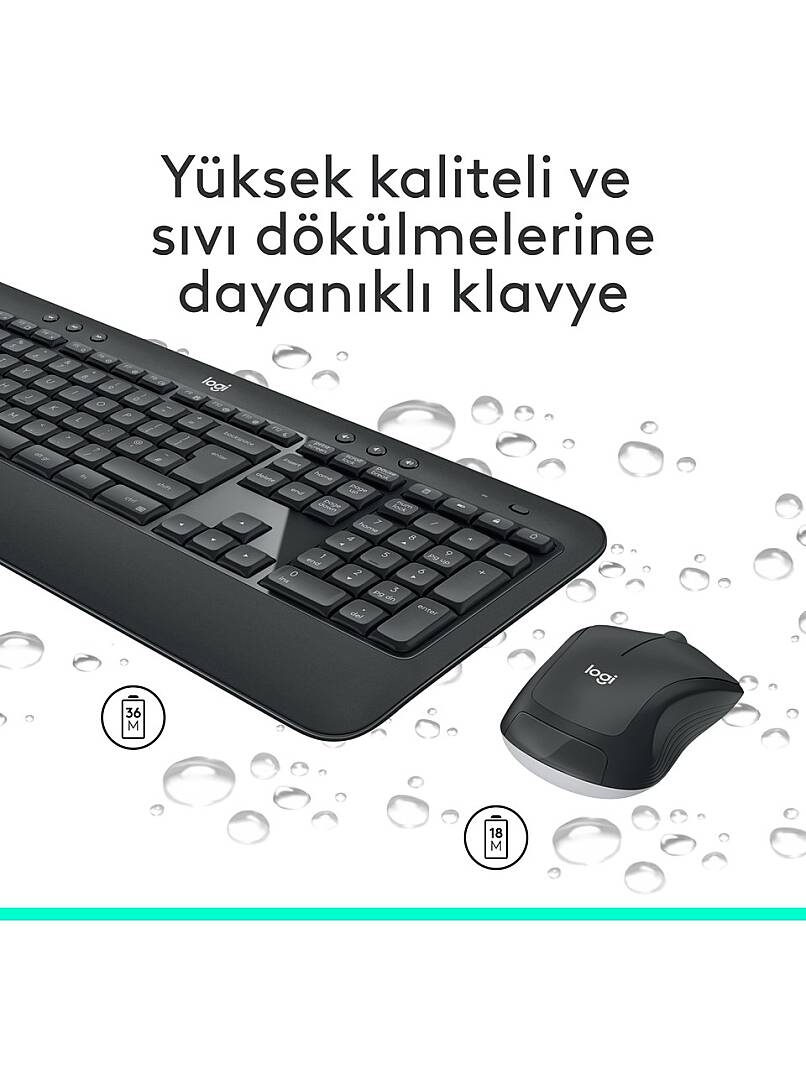 MK540 ADVANCED Kablosuz Türkçe Klavye Mouse Seti - Siyah - 6