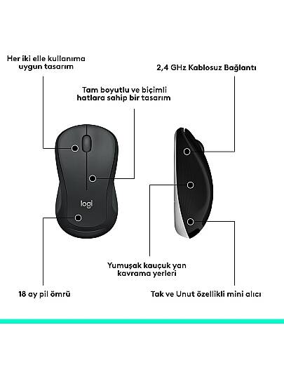 MK540 ADVANCED Kablosuz Türkçe Klavye Mouse Seti - Siyah - 4