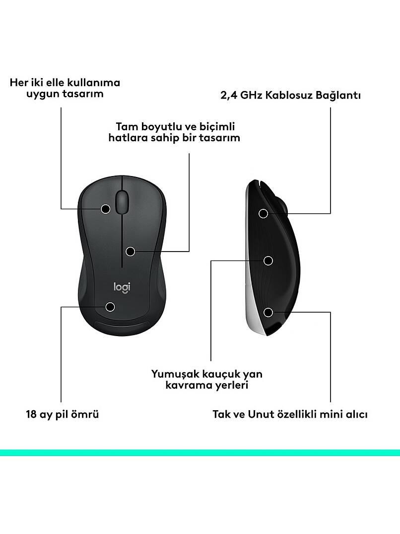 MK540 ADVANCED Kablosuz Türkçe Klavye Mouse Seti - Siyah - 4