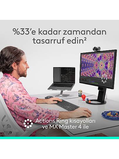 MX Master 4 Dokunsal Geri Bildirim Özellikli 8000 DPI Optik Sensörlü Sessiz Kablosuz Bluetooth Mouse, Koyu Gri - 6