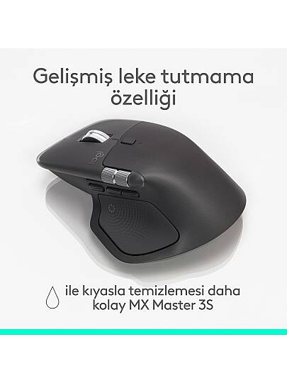 MX Master 4 Dokunsal Geri Bildirim Özellikli 8000 DPI Optik Sensörlü Sessiz Kablosuz Bluetooth Mouse, Koyu Gri - 7
