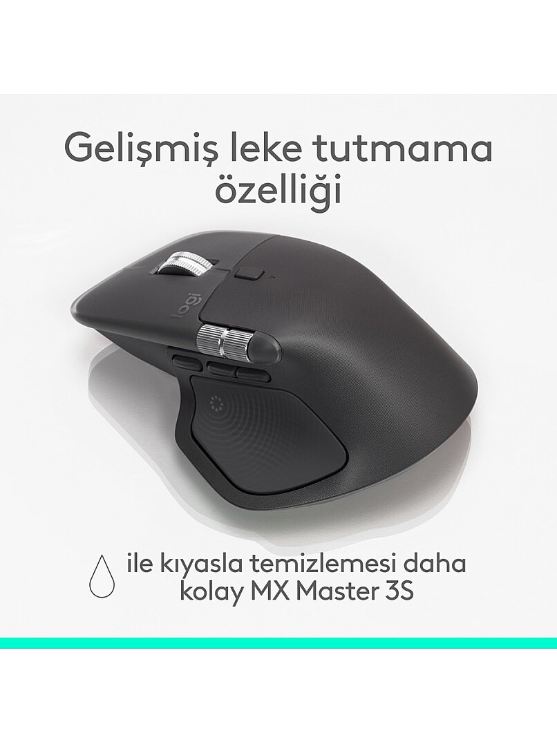 MX Master 4 Dokunsal Geri Bildirim Özellikli 8000 DPI Optik Sensörlü Sessiz Kablosuz Bluetooth Mouse, Koyu Gri - 7