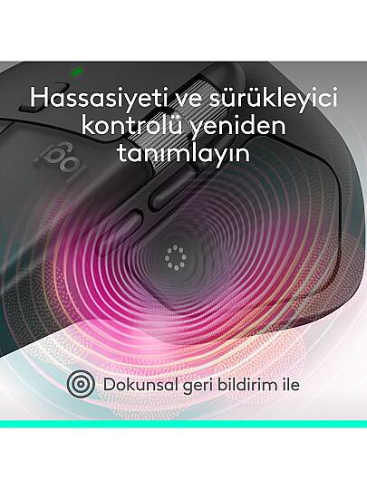 MX Master 4 Dokunsal Geri Bildirim Özellikli 8000 DPI Optik Sensörlü Sessiz Kablosuz Bluetooth Mouse, Koyu Gri - 8