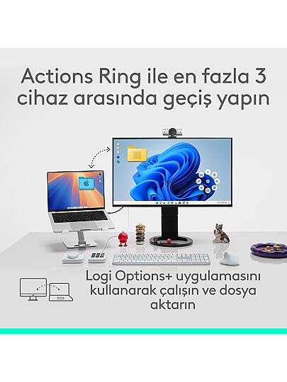 MX Master 4 Dokunsal Geri Bildirim Özellikli 8000 DPI Optik Sensörlü Sessiz Kablosuz Bluetooth Mouse, Koyu Gri - 10