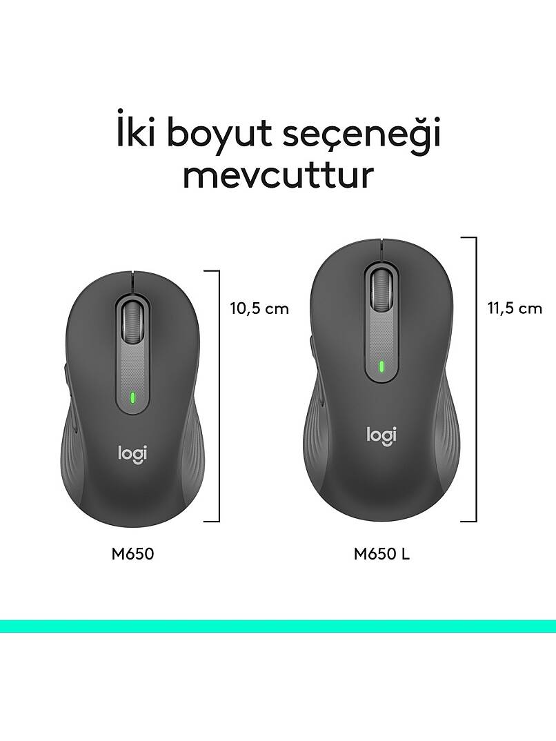 Signature M650 Küçük ve Orta Boy Sağ El İçin Sessiz Kablosuz Mouse - Siyah - 7
